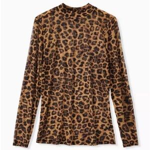 Mesh Mock Neck Long Sleeve Top